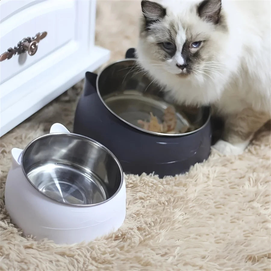Ergonomic Elevated Cat Bowl with Inclined Stainless Steel Design