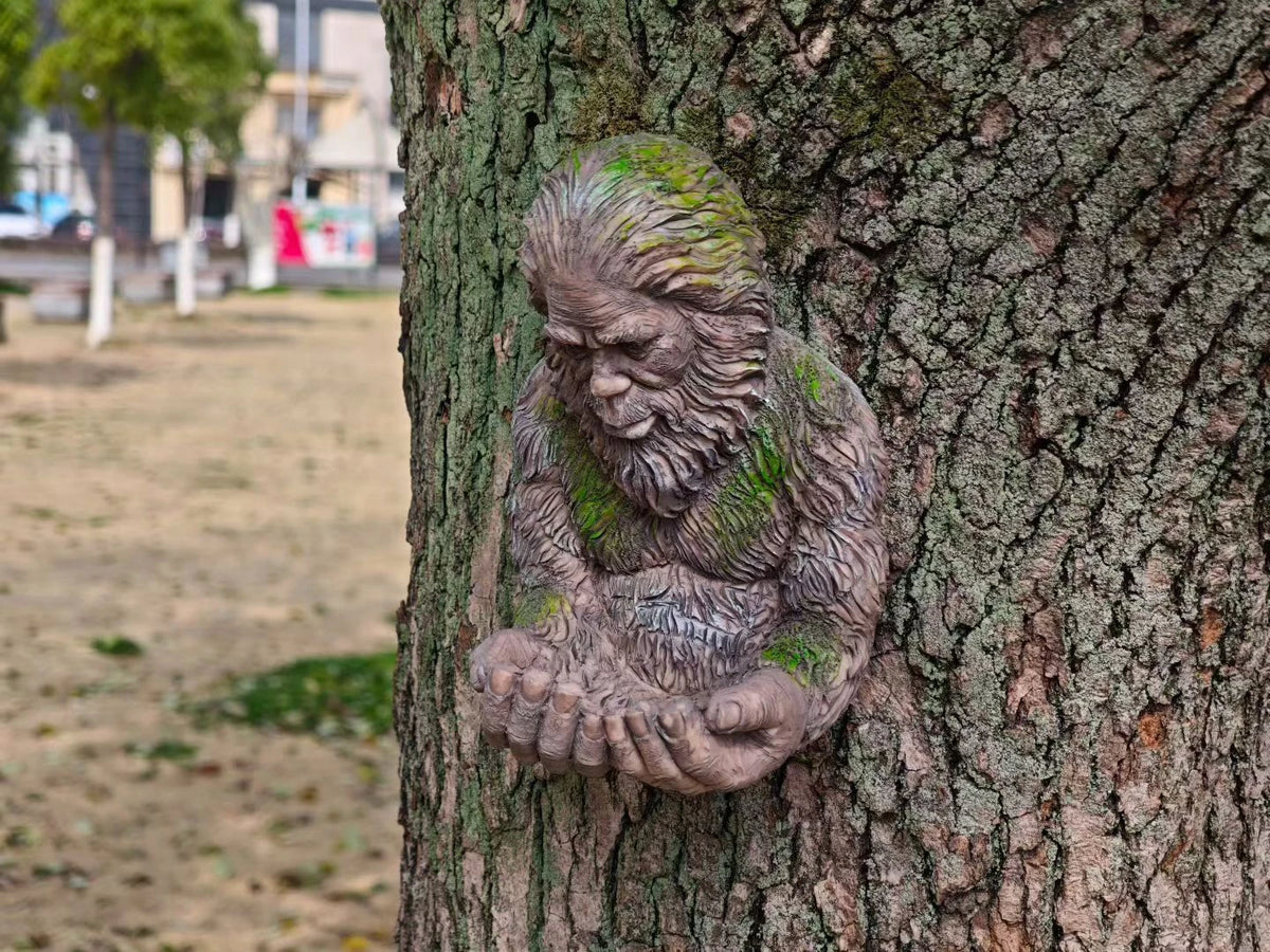 Tree Face Bird Feeder - Resin Tree Hugger Sculpture for Outdoor Garden