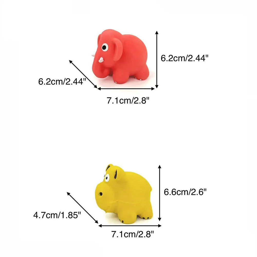 A red rubber squeaky chew toy shaped like an elephant for dogs.