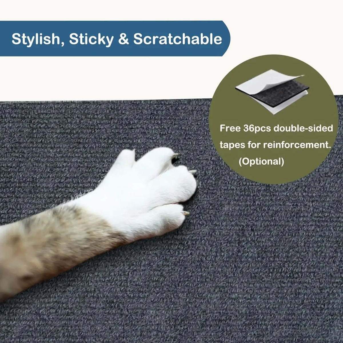 Self-Adhesive Trimmable Cat Scratching Mat for Furniture Protection