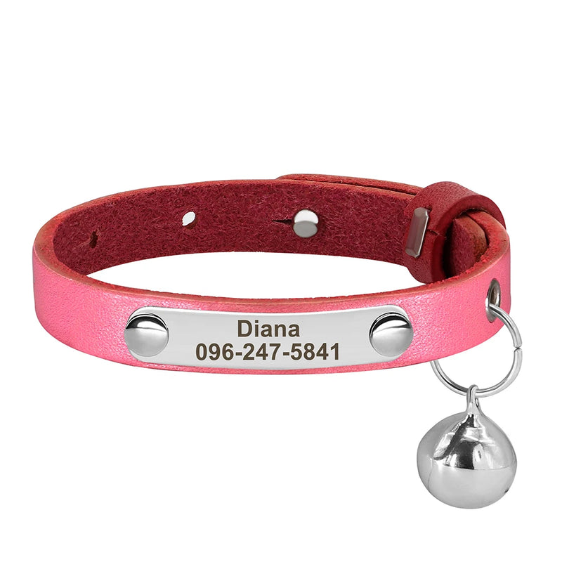 Personalisierte Leder-Halsband für Katzen mit graviertem Namen