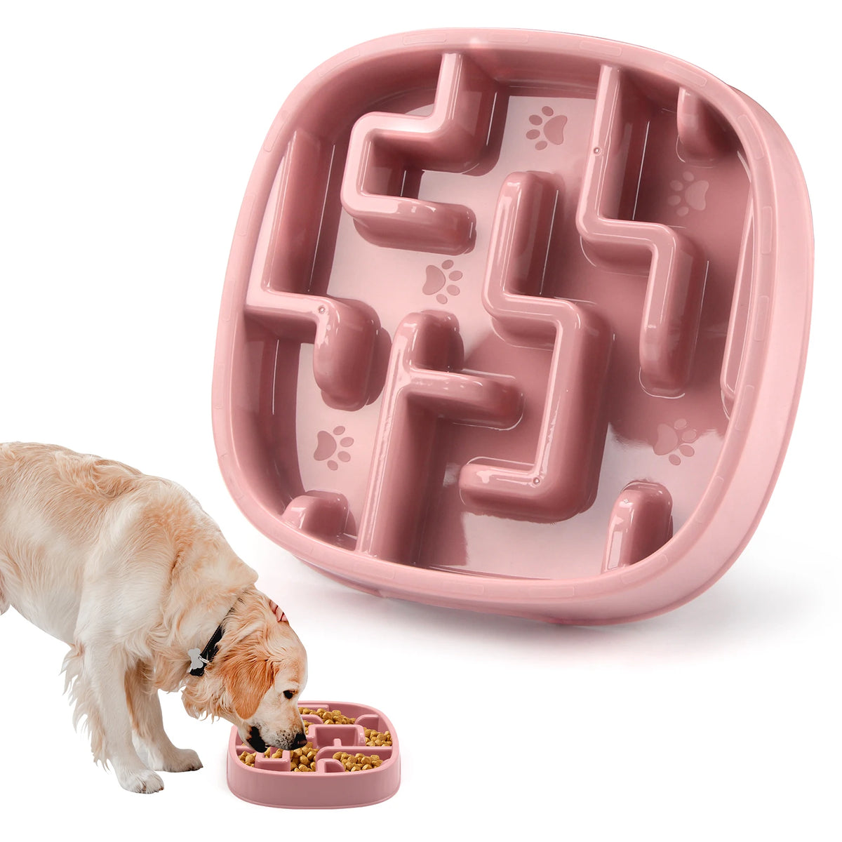 Anti-Gulping Maze Slow Feeder Dog Bowl with Non-Slip Base