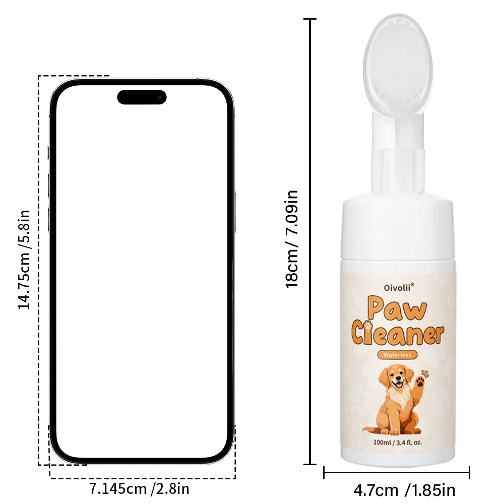 Waterless Paw Foam Cleaner with Built-In Silicone Brush