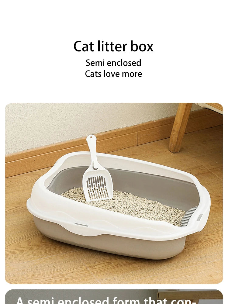 Halboffene Katzentoilette mit Spritzschutz