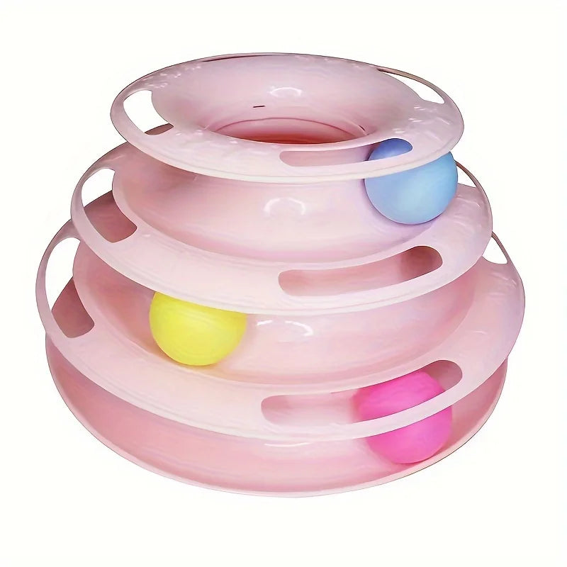 Three Layer Interactive Cat Toy Tower with Colorful Balls