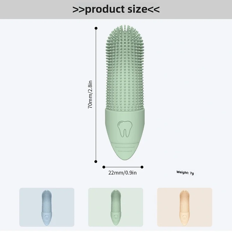 Brosse à dents en silicone 360° pour doigts, pour chiens et chats