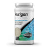 A white jar of Purigen Premium Synthetic Filter Resin for marine and freshwater aquarium water filtration.