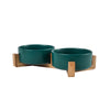 Elevated Ceramic Pet Bowl with Wooden Stand