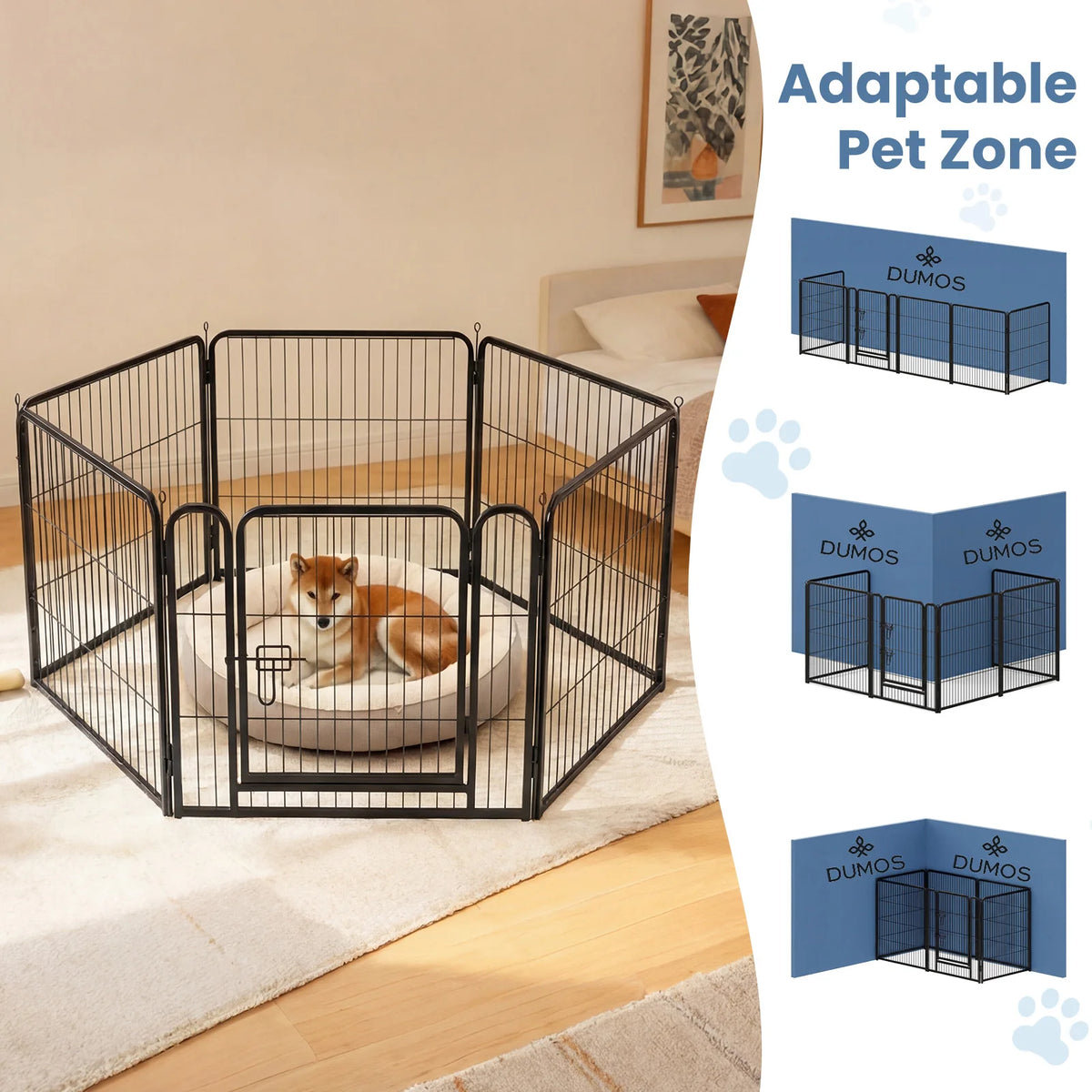Foldable Metal Dog Playpen with Door - Indoor & Outdoor Pet Fence