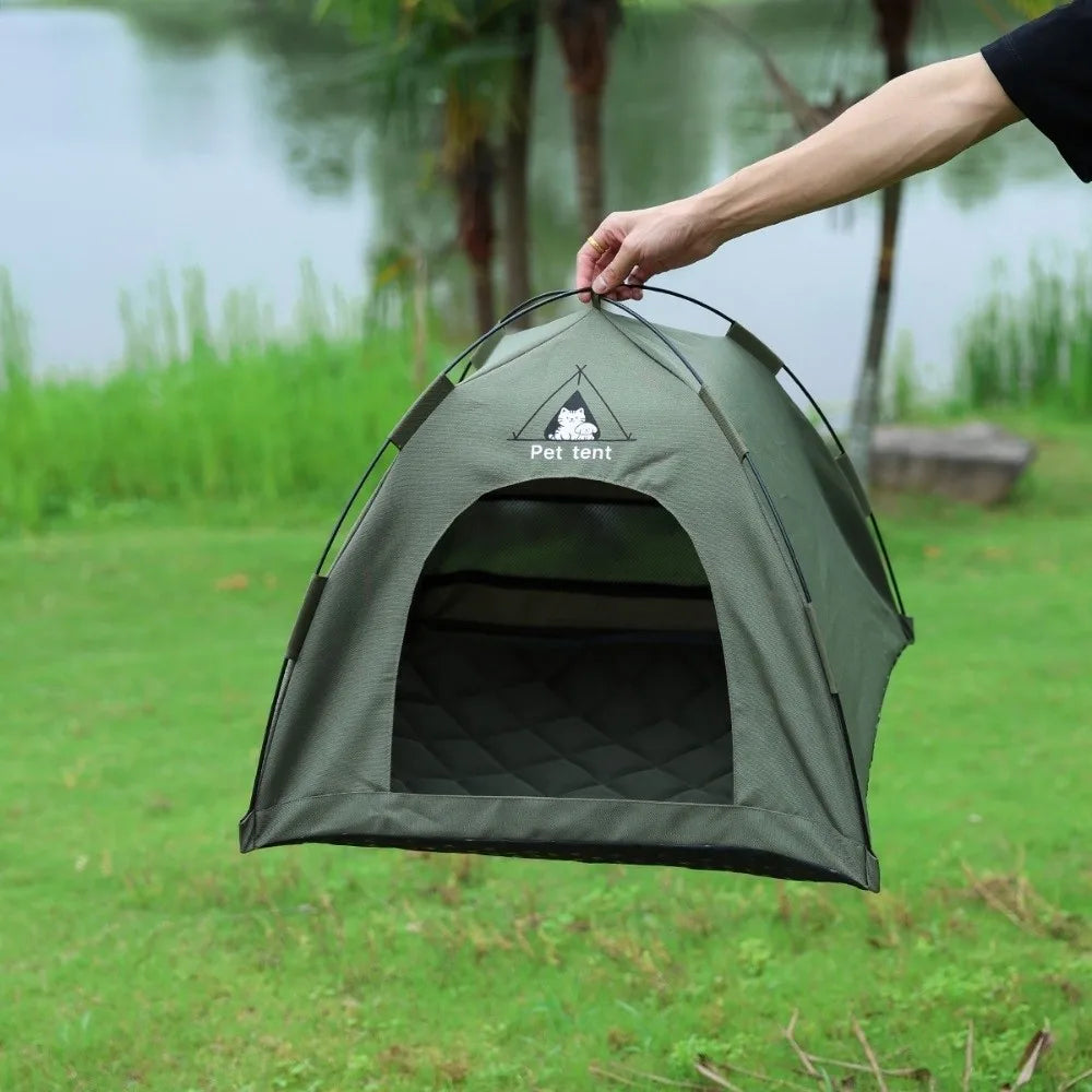 Breathable Pet Tent House with Foldable Design and Double-Sided Mat