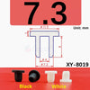 A set of black and white silicone rubber hole plugs with a diameter of 7.3 mm shown next to the product number XY-8019