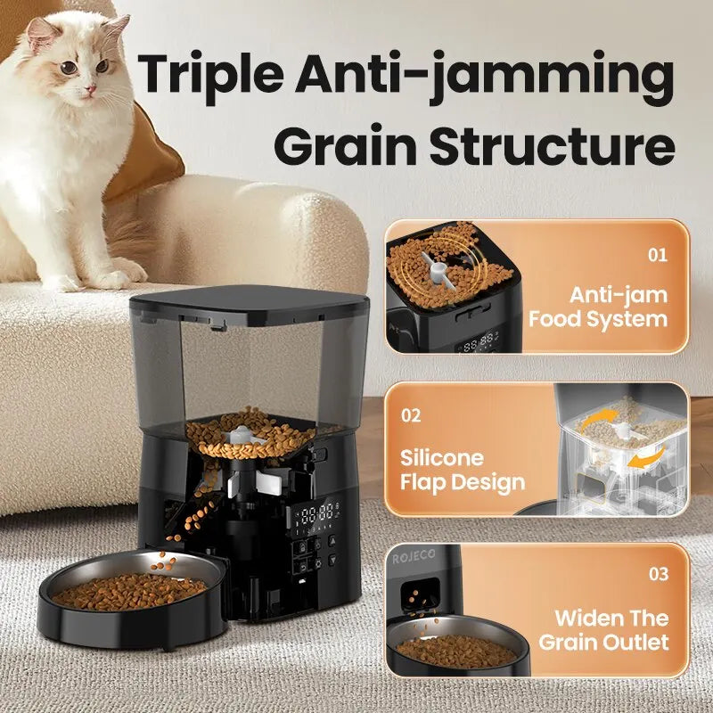 Distributeur de nourriture automatique pour animaux avec commande par bouton