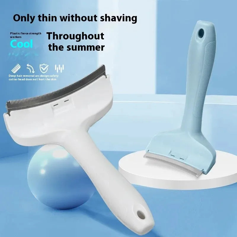 Pet Deshedding Brush with V-Tooth Comb - Gentle Undercoat Rake for Dogs & Cats