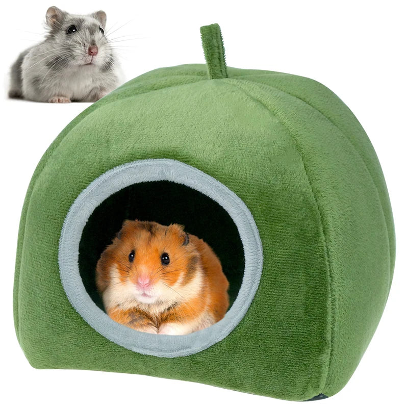 Cozy Plush Small Animal Hideout Bed with Detachable Semi-Enclosed Design