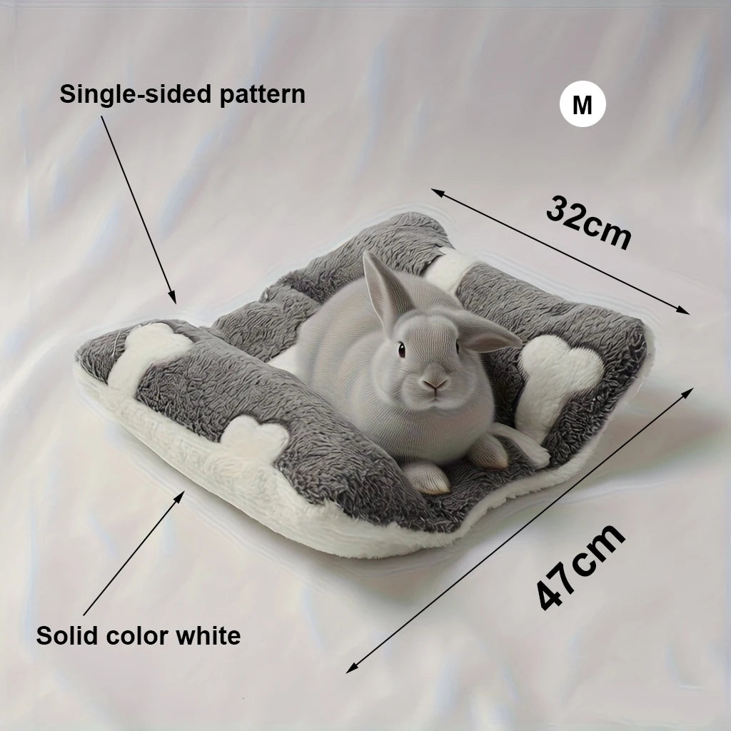 A single-sided plush rabbit bed with a reclining pillow in a solid white color.