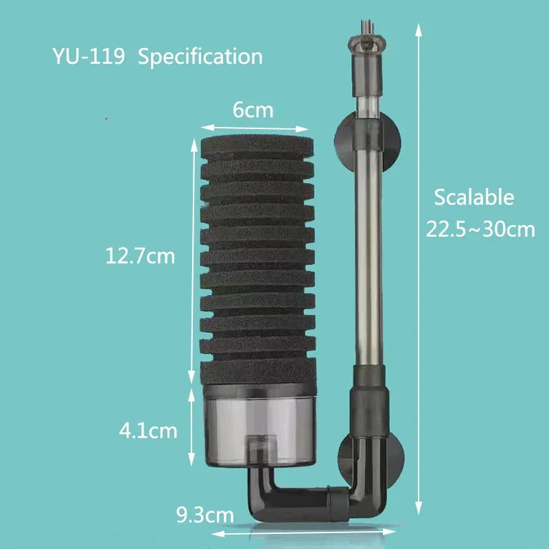 Aquarium Biochemical Sponge Filter with Air Pump Skimmer