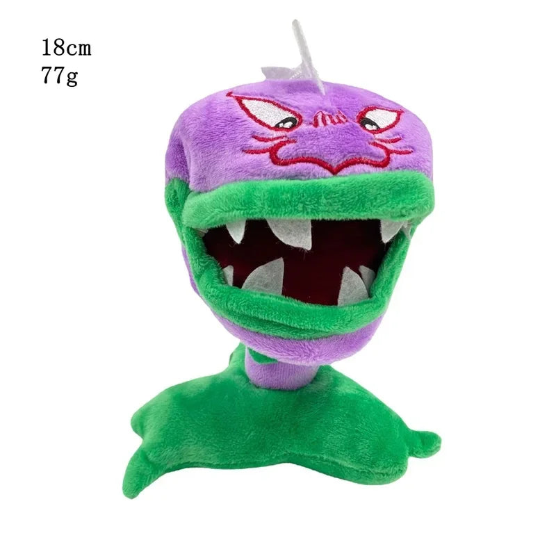 A purple and green plush toy of the Plants vs. Zombies Gargantuar with an open mouth showing teeth.