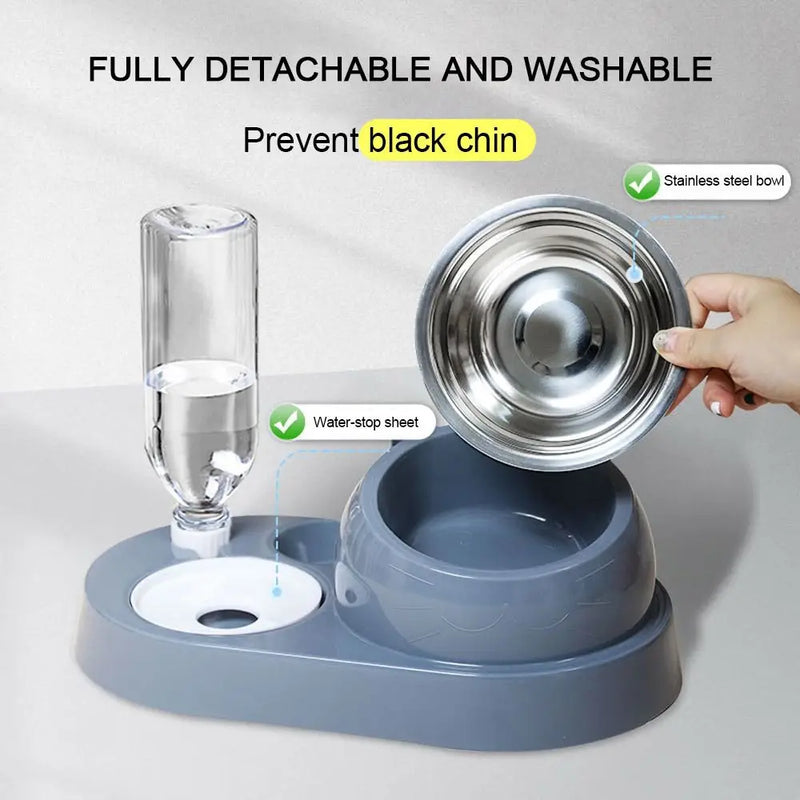 2-in-1 Pet Water Dispenser and Food Bowl