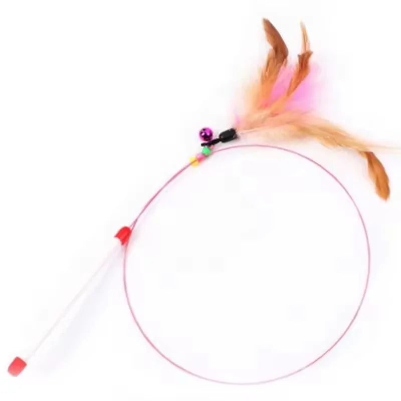 360° Rotating Feather Cat Teaser Wand with Bell