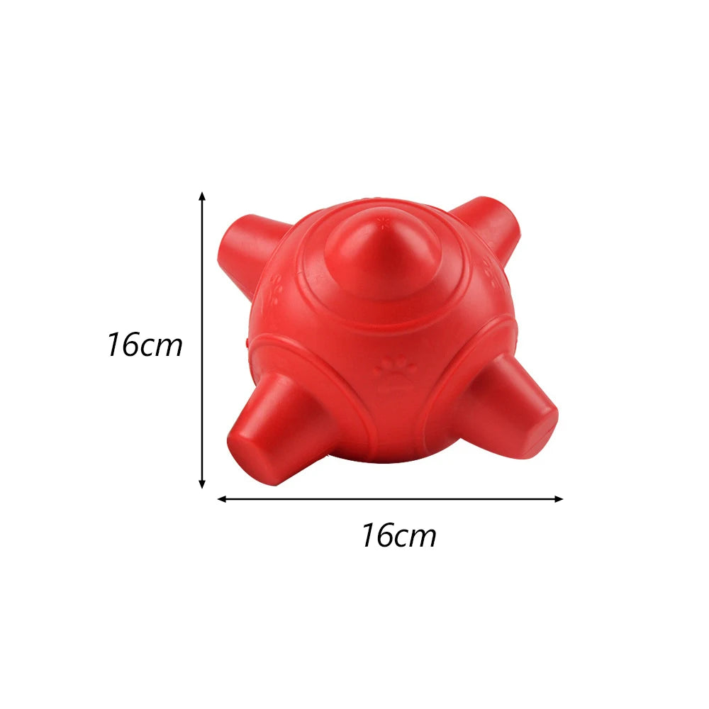 A bright red, durable bite-resistant dog chew toy shaped like a stylized, rounded object.