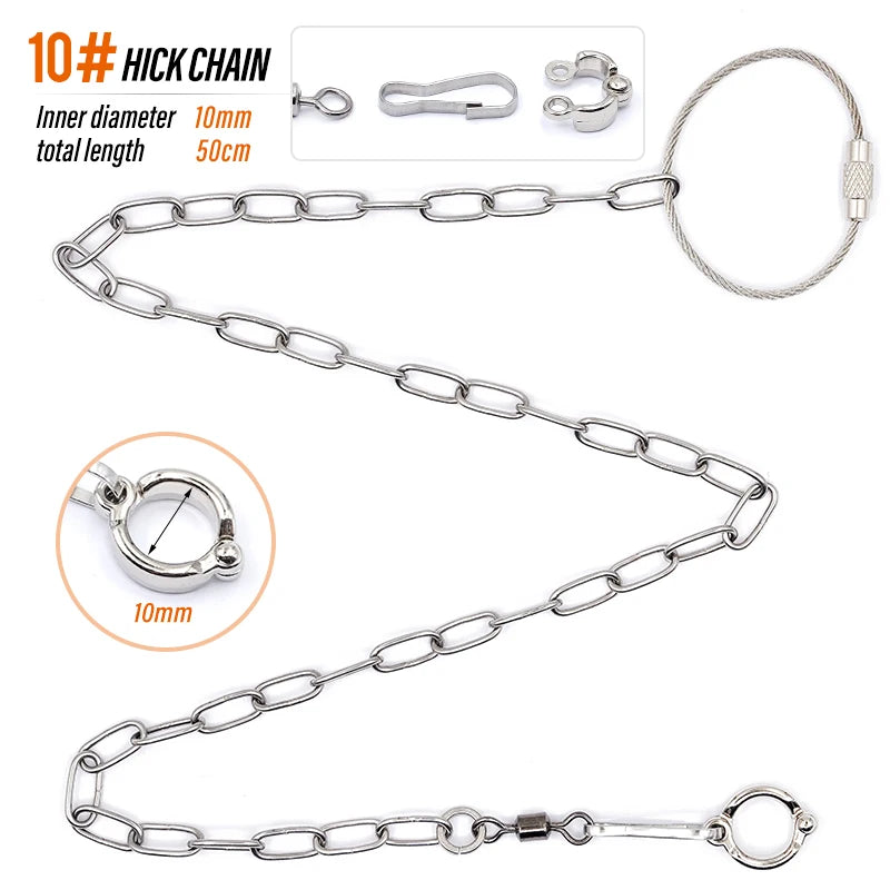 Stainless steel hick chain necklace with a clasp and a separate anklet shown in various lengths