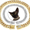 Luxury Crystal Cuban Chain Cat Collar with Safety Buckle