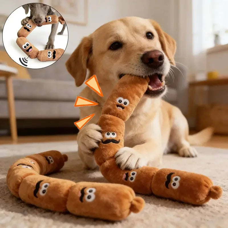 Squeaky Sausage Plush Chew Toy for Dogs