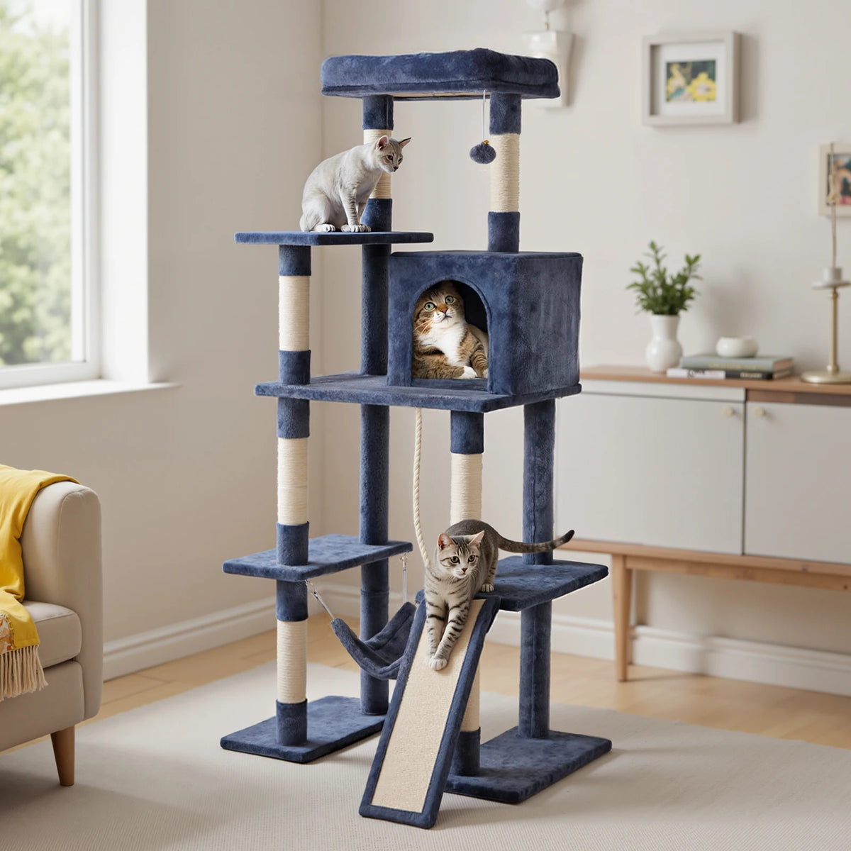 Multi-Level Cat Tree with Scratching Posts and Cozy Condos