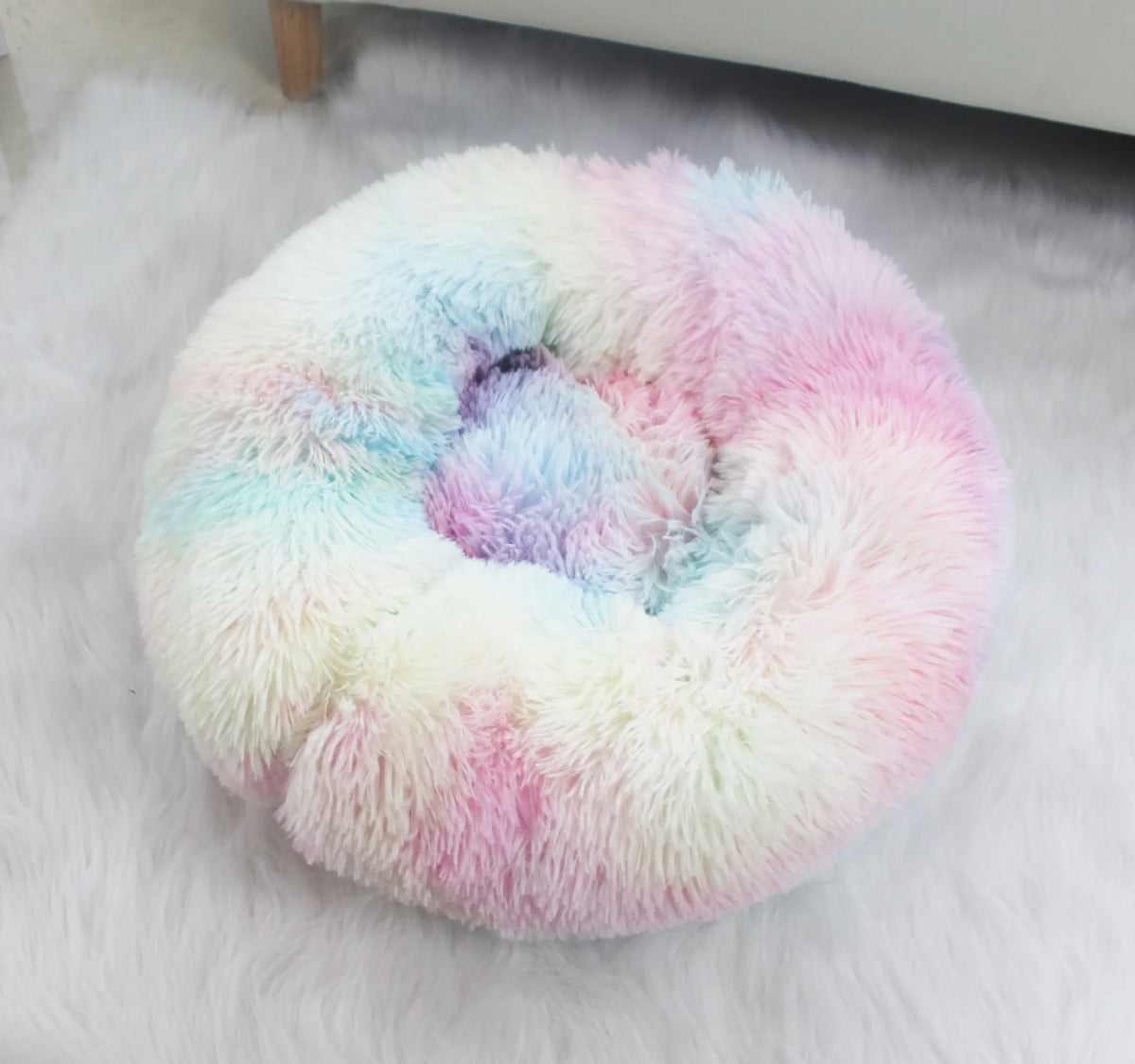Cozy Plush Round Pet Bed with Detachable Washable Cover