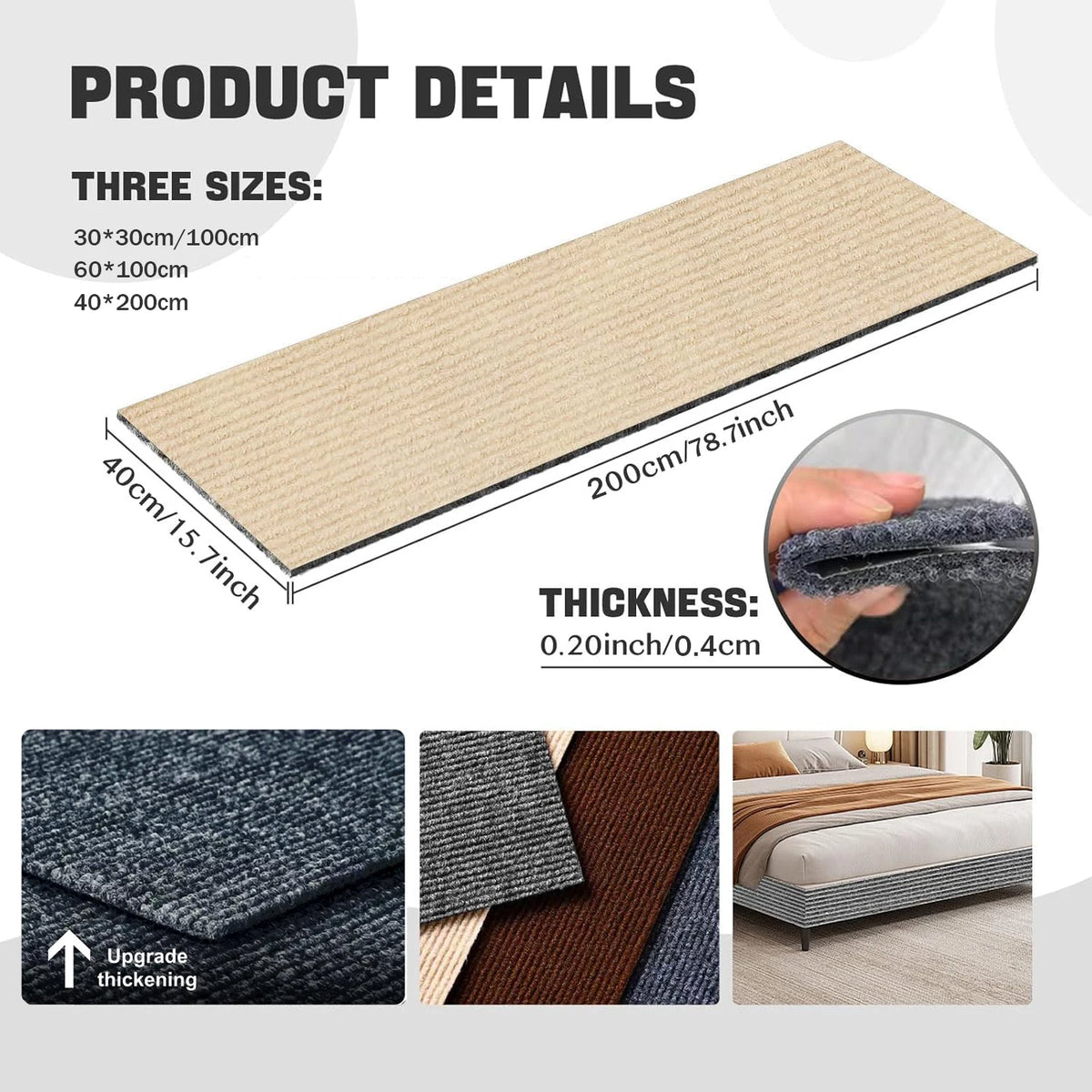 Alfombrilla autoadhesiva protectora para arañazos de gatos en varios tamaños y grosores.