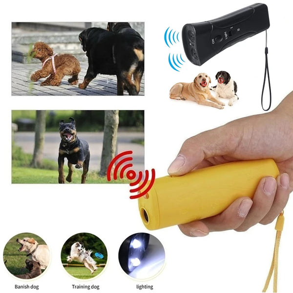 Ultrasonic Dog Repeller with LED Flashlight - 3 in 1 Bark Deterrent
