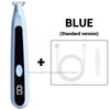 Blaues Standardmodell eines Tierpflege-Haartrimmers mit LED und Ladekabel