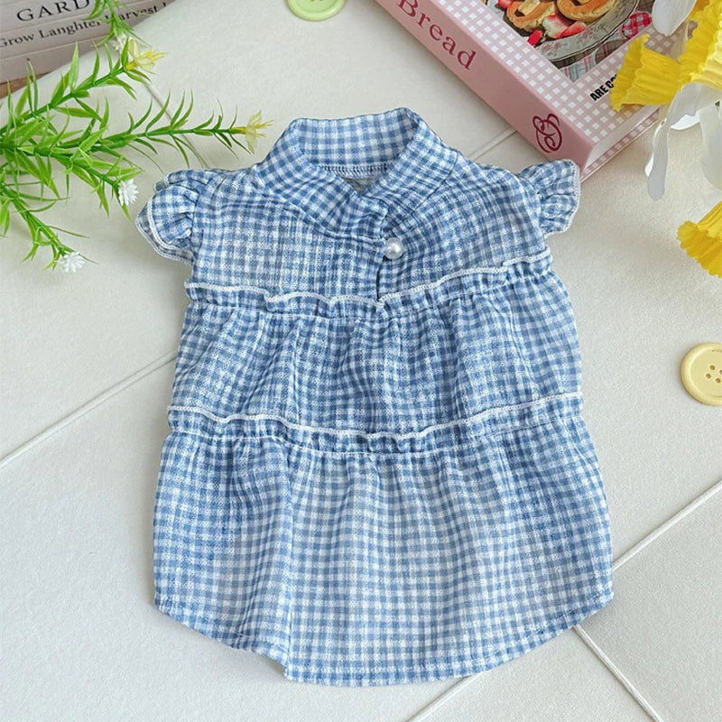 Vestido de Verano para Mascotas con Estampado de Puntos en Algodón