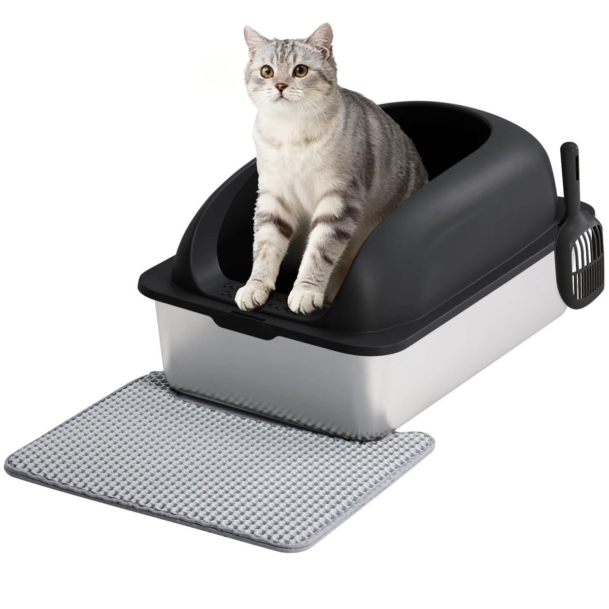 Stainless Steel Cat Litter Box with Lid, High-Sided, Extra Large