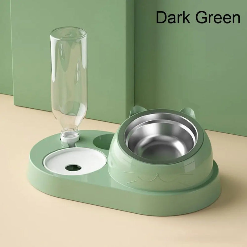 2-in-1 Pet Water Dispenser and Food Bowl