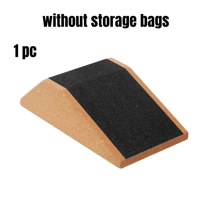 A single anti-slip cork squat wedge with a tan and black surface.