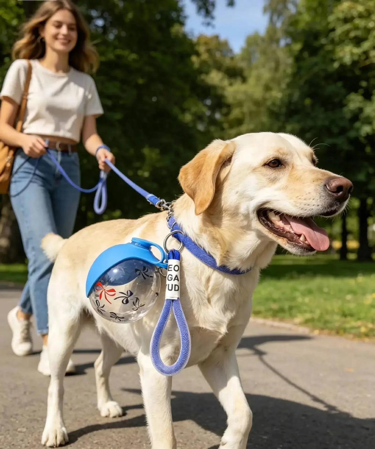 Portable 2-in-1 Pet Water Bottle with Lanyard