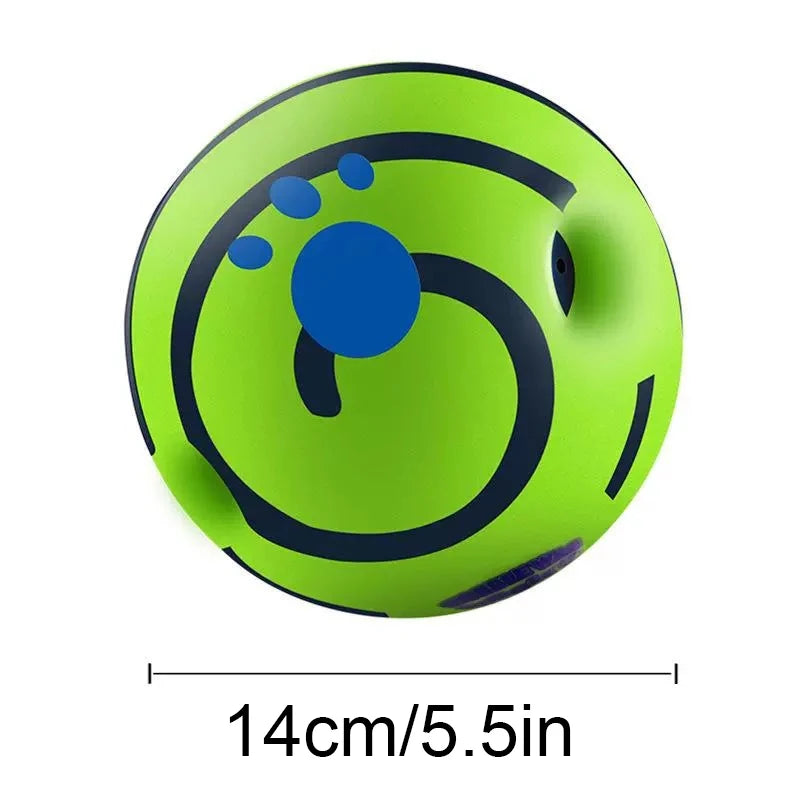 A bright lime green interactive wobble giggle ball designed for dogs.