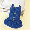 Denim Dog Harness Dress with D-Ring for Small and Medium Breeds