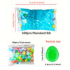 Bag of 500 glow-in-the-dark decorative stones in a clear plastic packaging