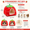 Strawberry Hideaway House and Hay Feeder Set for Small Pets