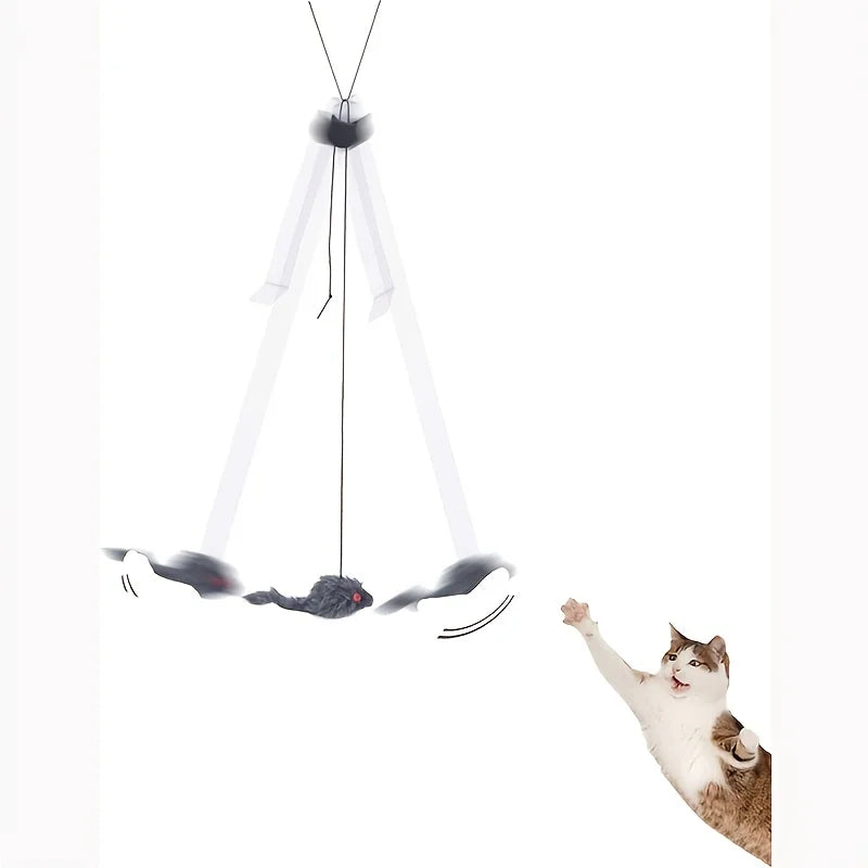 Interactive Door-Hanging Cat Toy with Mouse Teaser