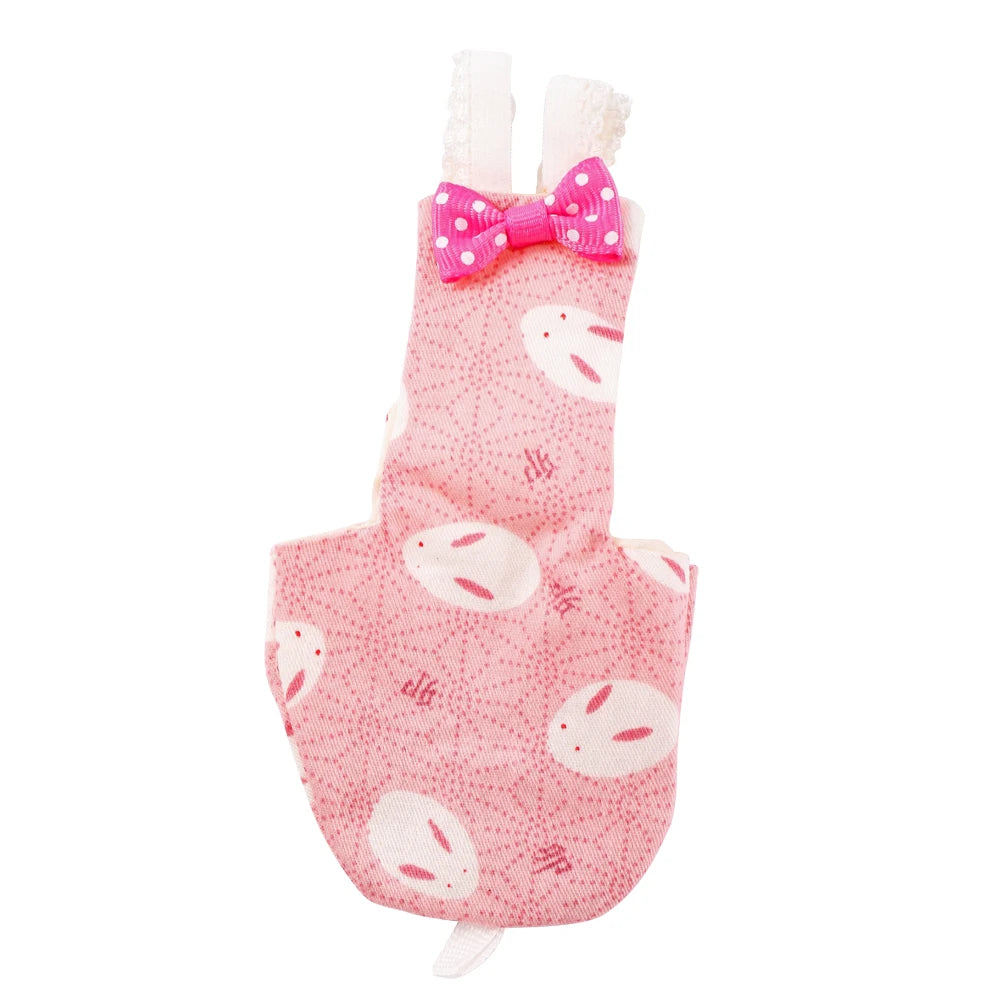 Pink reusable parrot diaper with a bow and feces pocket