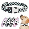 Adjustable Checker Pattern Dog Collar - Soft Nylon, Quick Release