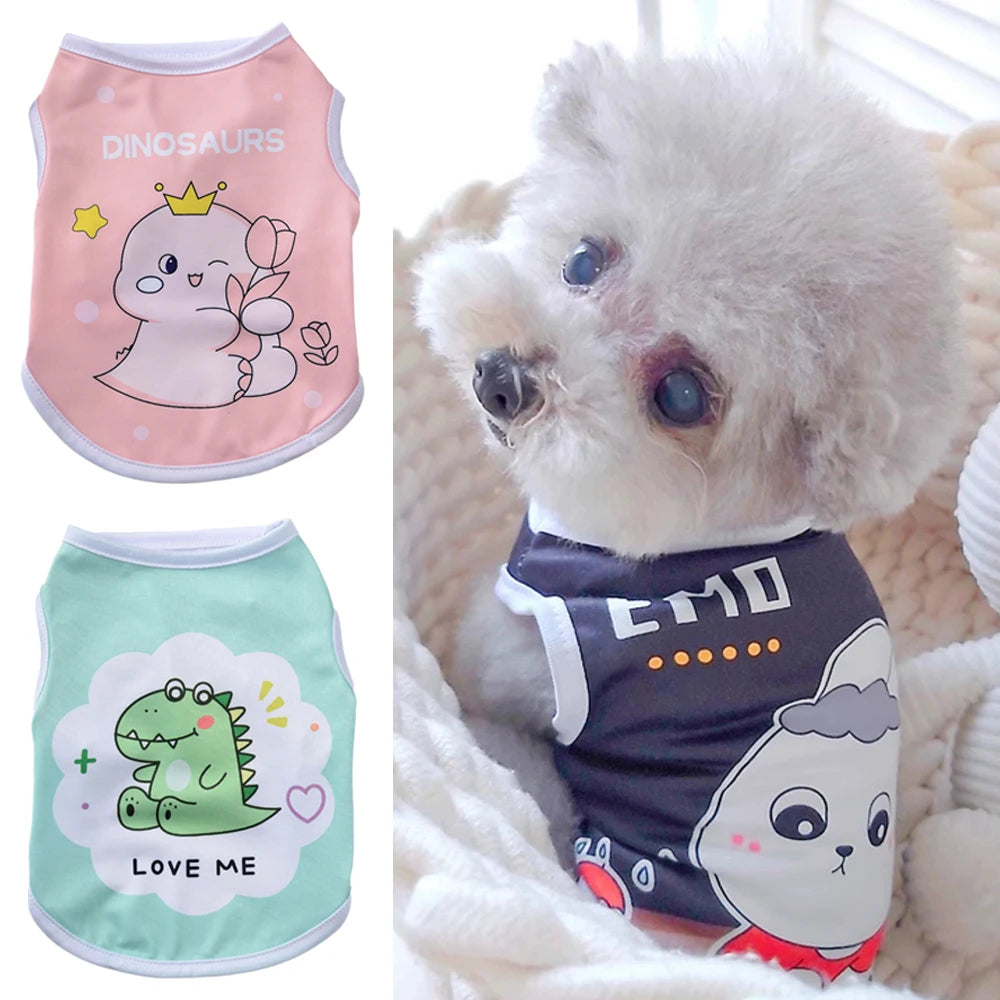 Cute Print Dog Vest Shirt for Small Breeds – Spring & Summer Pet Apparel