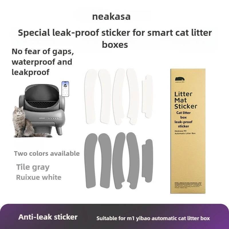 Neakasa leak-proof sticker for smart cat litter boxes in tile gray and Ruixue white colors