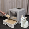 Foldable Cat Litter Box with Front Entry, Top Exit, and Drawer Tray