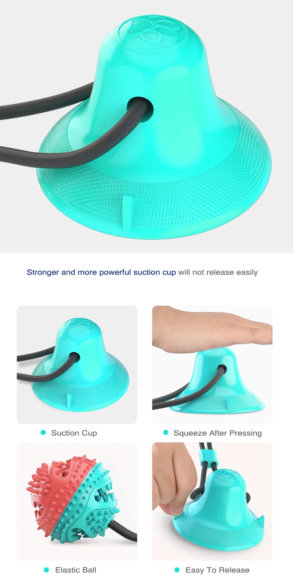 Suction Cup Interactive Dog Ball Toy with Treat Dispenser