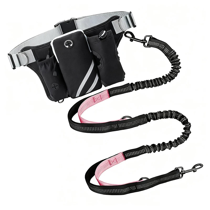 Hands-Free Reflective Dog Walking Belt with Storage Pouch