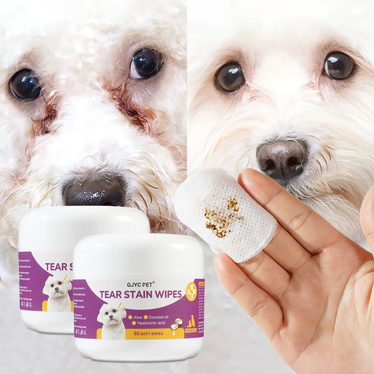 Gentle Pet Eye Wipes with Plant Extracts for Cats and Dogs